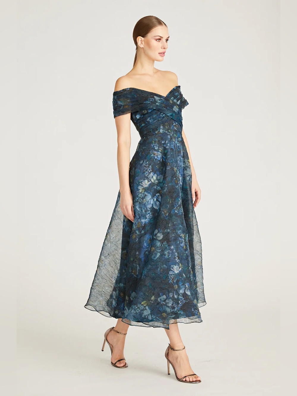 THEIA Auden Off Shoulder Midi Dress | 8 NWT Alfresco Floral